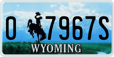 WY license plate 07967S