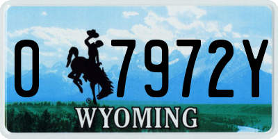 WY license plate 07972Y