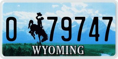 WY license plate 079747
