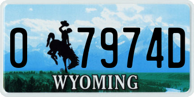 WY license plate 07974D