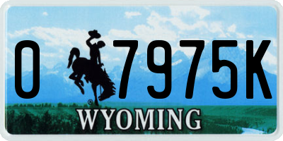 WY license plate 07975K