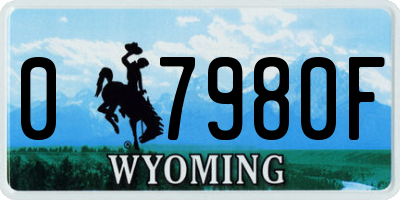 WY license plate 07980F