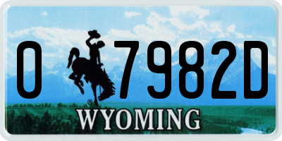 WY license plate 07982D
