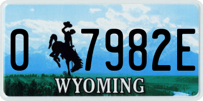 WY license plate 07982E