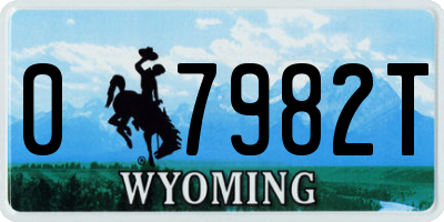 WY license plate 07982T