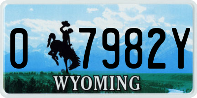 WY license plate 07982Y