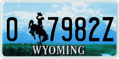 WY license plate 07982Z