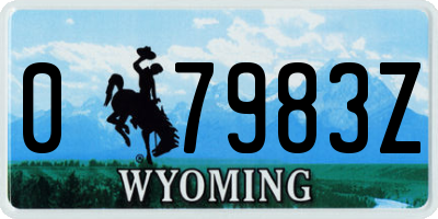 WY license plate 07983Z