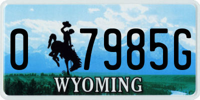 WY license plate 07985G