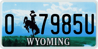 WY license plate 07985U