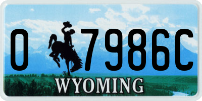 WY license plate 07986C