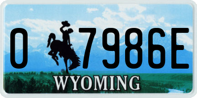 WY license plate 07986E