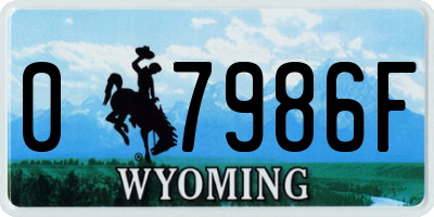 WY license plate 07986F