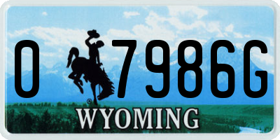 WY license plate 07986G