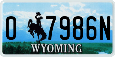 WY license plate 07986N