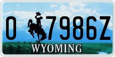 WY license plate 07986Z