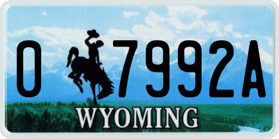 WY license plate 07992A