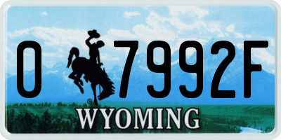 WY license plate 07992F