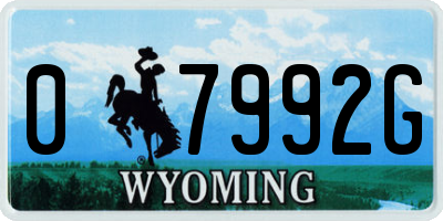WY license plate 07992G