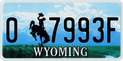 WY license plate 07993F