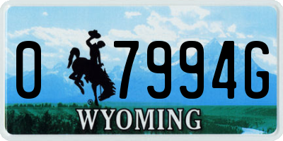 WY license plate 07994G