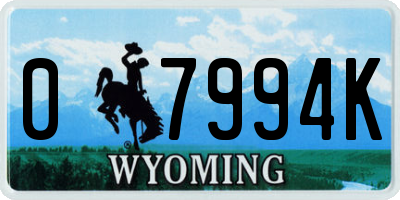 WY license plate 07994K