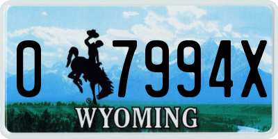 WY license plate 07994X
