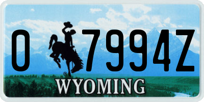 WY license plate 07994Z
