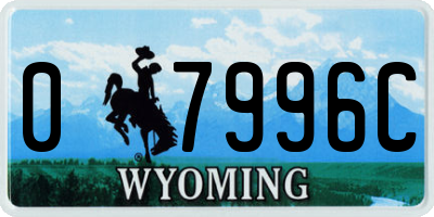 WY license plate 07996C