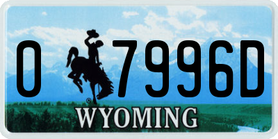 WY license plate 07996D