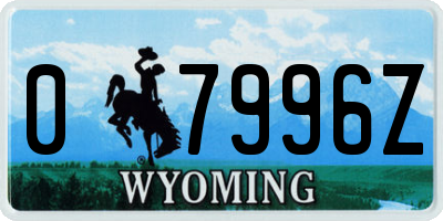 WY license plate 07996Z
