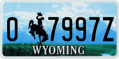 WY license plate 07997Z