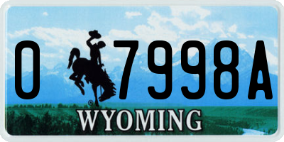 WY license plate 07998A