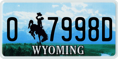 WY license plate 07998D