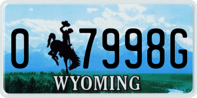 WY license plate 07998G