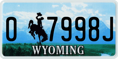WY license plate 07998J
