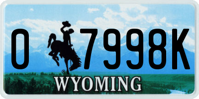 WY license plate 07998K