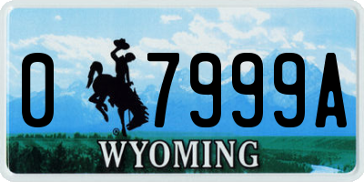 WY license plate 07999A