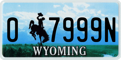 WY license plate 07999N