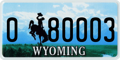 WY license plate 080003