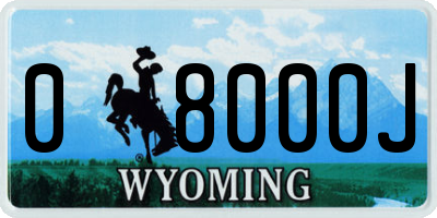 WY license plate 08000J