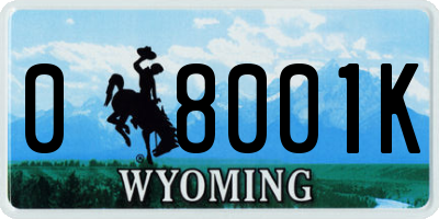 WY license plate 08001K
