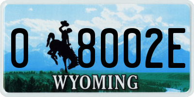 WY license plate 08002E
