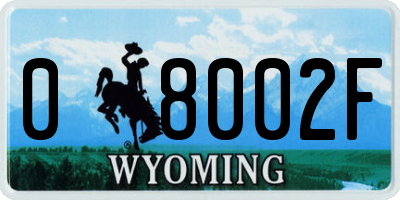 WY license plate 08002F