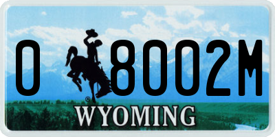 WY license plate 08002M