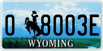 WY license plate 08003E