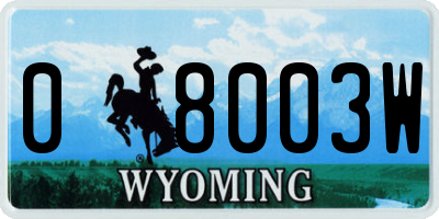 WY license plate 08003W