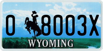 WY license plate 08003X