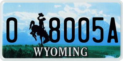 WY license plate 08005A