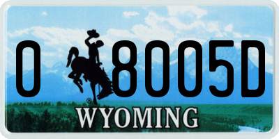 WY license plate 08005D